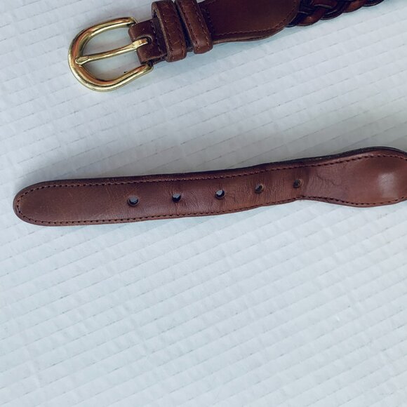 COACH BELT Men Braided Two Tone Brown Leather Sz 36 - Picture 4 of 6